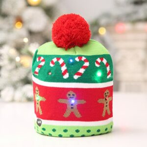 Világító karácsonyi sapka mézeskalácsos