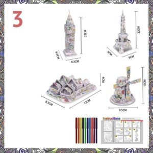 Színezhető 3D puzzle épületek