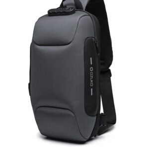 OZUKO biztonsági záras hátizsák (18×10×35 cm) Szürke